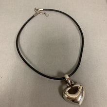 Load image into Gallery viewer, Espo Sterling Heart Pendant on Black Cord Necklace (18&quot;)
