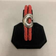 Load image into Gallery viewer, Espo Sterling Heart on Red Braided Leather Wrapped Bracelet
