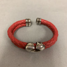 Load image into Gallery viewer, Espo Sterling Heart on Red Braided Leather Wrapped Bracelet
