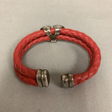 Load image into Gallery viewer, Espo Sterling Heart on Red Braided Leather Wrapped Bracelet
