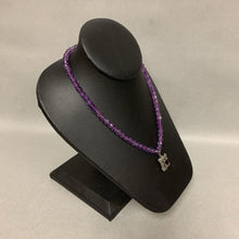 Load image into Gallery viewer, Sterling Amethyst Marcasite Pendant on Faceted Amethyst Beaded Necklace (16&quot;)
