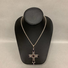 Load image into Gallery viewer, Nicky Butler Sterling Amethyst Moonstone Pearl Cross Pendant on 36&quot; Chain
