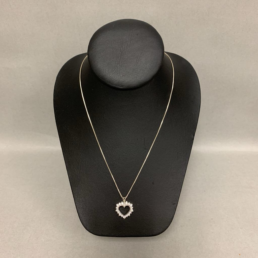 Sterling Cubic Zirconia Heart Pendant on 18