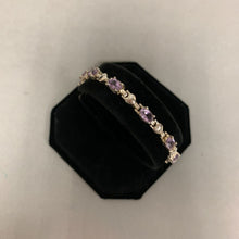 Load image into Gallery viewer, Sterling Amethyst Heart Link Tennis Bracelet (7.5&quot;)
