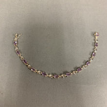 Load image into Gallery viewer, Sterling Amethyst Heart Link Tennis Bracelet (7.5&quot;)
