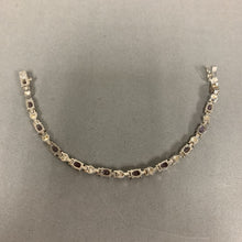 Load image into Gallery viewer, Sterling Amethyst Heart Link Tennis Bracelet (7.5&quot;)
