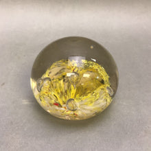 Load image into Gallery viewer, Vintage Hand Blown Glass Art Yellow Paperweight (2.5&quot;)
