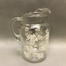 Load image into Gallery viewer, Vintage Glass Juice Pitcher, Leaves &amp; Cherries (9.5&quot;)
