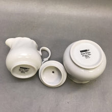 Load image into Gallery viewer, Sheffield Bone White Porcelain Fine China Cream and Sugar w/Lid Swirl Pattern (4&quot;)
