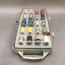 Load image into Gallery viewer, Vintage Wm Thomas &amp; Sons Travel Sewing Thread Storage Box Carry Handle &amp; Contents (3x11x6)
