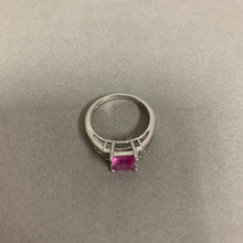 Load image into Gallery viewer, 10K White Gold Pink Sapphire Diamond Ring sz 7 (2.7g)
