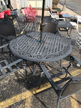 Load image into Gallery viewer, Aluminum Patio Table (27x47) w/4 Chairs Umbrella w/stand
