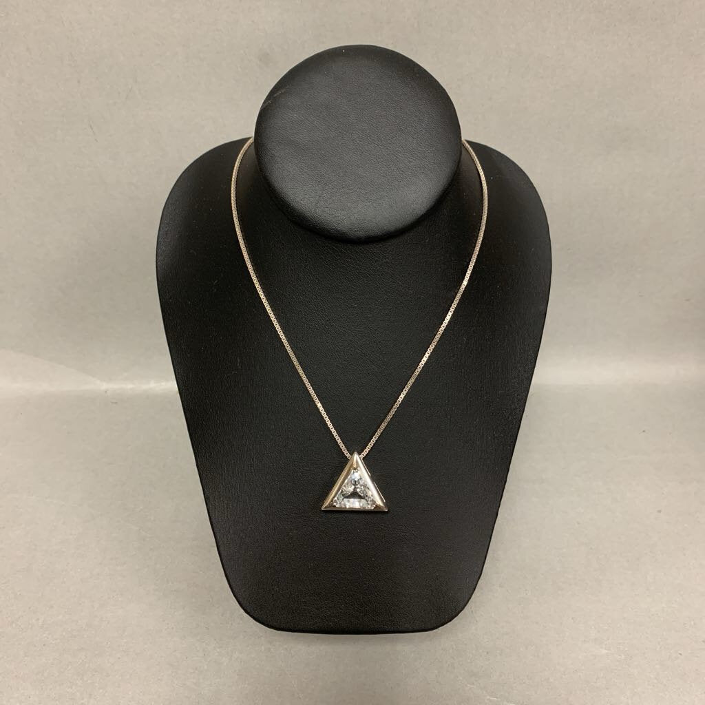 Sterling Trillion Cubic Zirconia Slide Pendant on 18