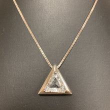Load image into Gallery viewer, Sterling Trillion Cubic Zirconia Slide Pendant on 18&quot; Chain
