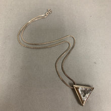 Load image into Gallery viewer, Sterling Trillion Cubic Zirconia Slide Pendant on 18&quot; Chain
