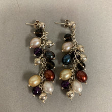 Load image into Gallery viewer, Milor Sterling Multicolor Pearl Quartz Amethyst Dangle Earrings (2.5&quot;)
