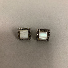 Load image into Gallery viewer, Sterling Marcasite Mother of Pearl Earrings (0.5")
