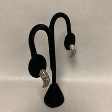 Load image into Gallery viewer, Sterling Marcasite Half Hoop Earrings (1")

