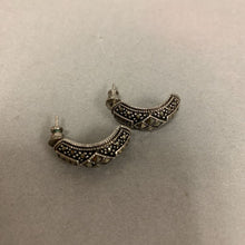 Load image into Gallery viewer, Sterling Marcasite Half Hoop Earrings (1")
