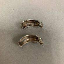 Load image into Gallery viewer, Sterling Marcasite Half Hoop Earrings (1")
