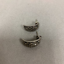 Load image into Gallery viewer, Sterling Marcasite Half Hoop Earrings (0.75")
