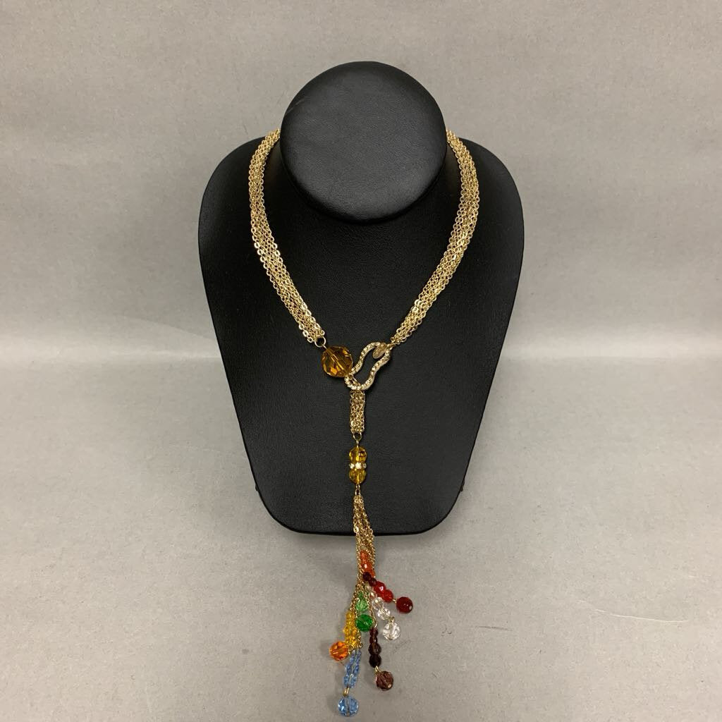 John Edward Evolve Rainbow Crystal Chakra Goldtone Tassel Necklace (33