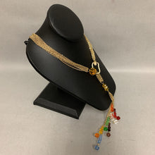 Load image into Gallery viewer, John Edward Evolve Rainbow Crystal Chakra Goldtone Tassel Necklace (33")

