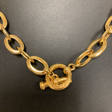 Load image into Gallery viewer, Vintage Nolan Miller Goldtone Rhinestone Toggle Chunky Chain Necklace (19")
