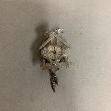 Load image into Gallery viewer, Vintage Sterling Alvarex 17 Jewel Cuckoo Clock Watch Brooch Pin (2&quot;)
