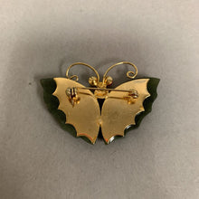 Load image into Gallery viewer, Vintage Carved Nephrite Jade Butterfly Moth Brooch Pin (2&quot;)
