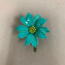 Load image into Gallery viewer, Vintage Turquoise Enamel Flower Brooch Pin (2.5&quot;)

