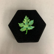 Load image into Gallery viewer, Vintage Iridescent Green Enamel Leaf Brooch Pin (2&quot;)
