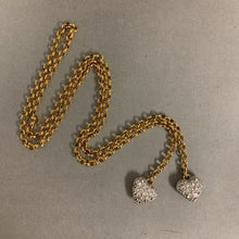 Load image into Gallery viewer, Vintage Goldtone Crystal Heart Lariat Tie Chain Necklace (36&quot;)
