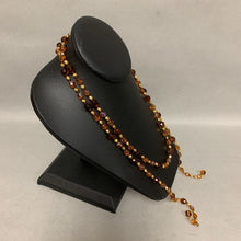 Load image into Gallery viewer, Vintage Aurora Borealis Amber Crystal Beaded Lariat Tie Necklace (46")
