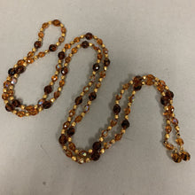 Load image into Gallery viewer, Vintage Aurora Borealis Amber Crystal Beaded Lariat Tie Necklace (46")
