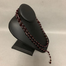 Load image into Gallery viewer, Vintage Aurora Borealis Purple &amp; Red Crystal Beaded Lariat Tie Necklace (46")
