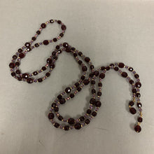 Load image into Gallery viewer, Vintage Aurora Borealis Purple &amp; Red Crystal Beaded Lariat Tie Necklace (46")
