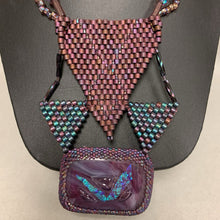 Load image into Gallery viewer, Shades of Purple Beadwork Art Glass Leather Toggle Necklace (20&quot;)

