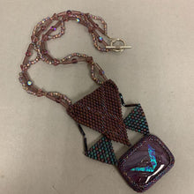 Load image into Gallery viewer, Shades of Purple Beadwork Art Glass Leather Toggle Necklace (20&quot;)
