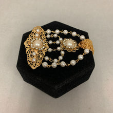 Load image into Gallery viewer, Vintage Victorian Style Goldtone Faux Pearl Swag Brooch Pin (4.5")
