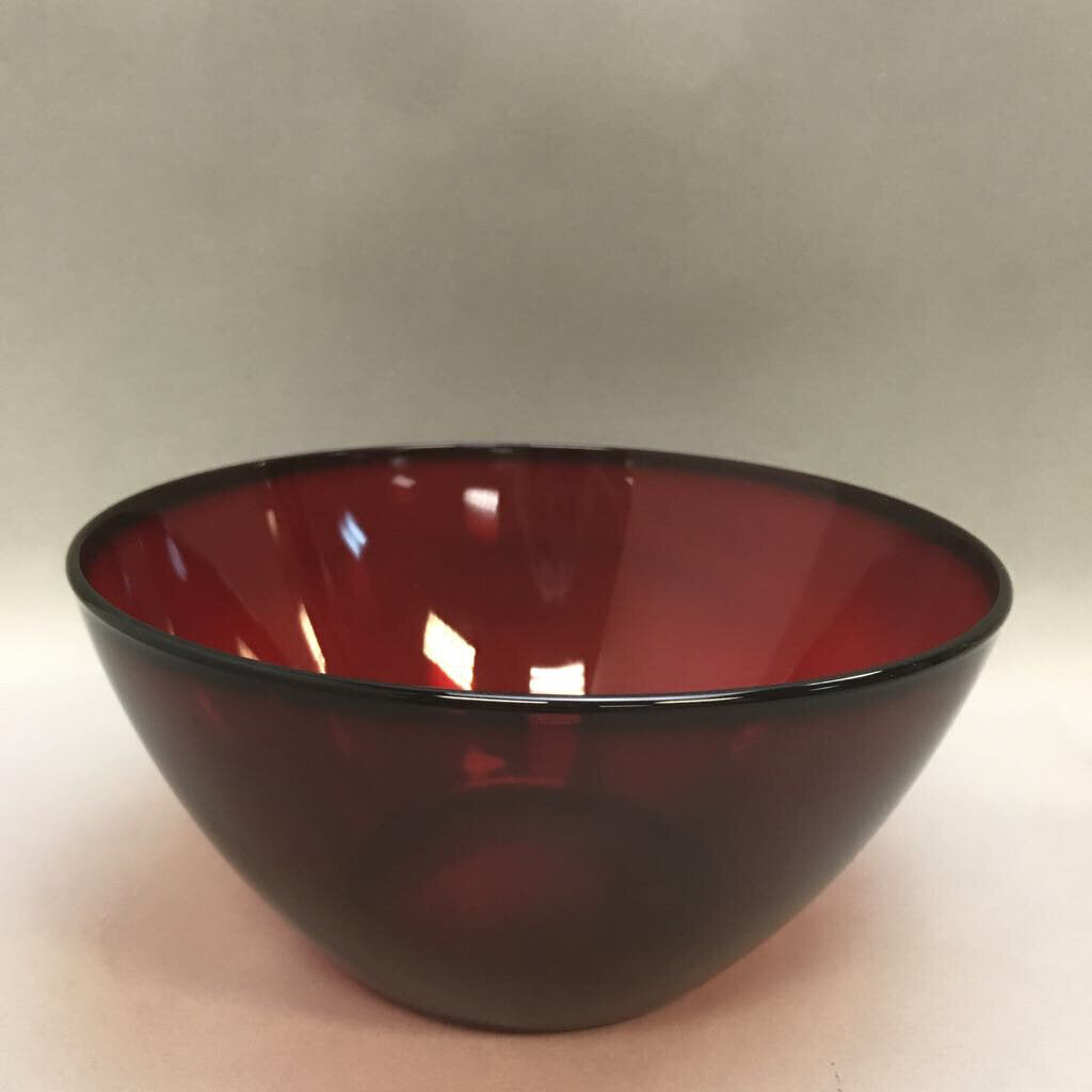 Red Glass Serving Bowl (4x9)