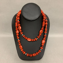 Load image into Gallery viewer, Carolyn Pollack Red Coral Stamped Sterling Beaded Necklace (39&quot;)
