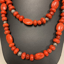 Load image into Gallery viewer, Carolyn Pollack Red Coral Stamped Sterling Beaded Necklace (39&quot;)
