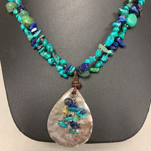 Load image into Gallery viewer, Peyote Bird Sterling Turquoise Lapis Adventurine Necklace (18&quot;)
