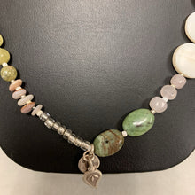 Load image into Gallery viewer, Peyote Bird Sterling Mother of Pearl Jasper Rose Quartz Necklace (36&quot;)
