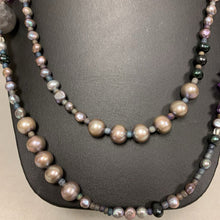 Load image into Gallery viewer, Tica Rosa Gray Pearl Amethyst Metallic Beaded Necklace (50&quot;)
