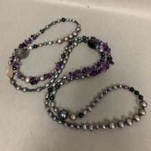 Load image into Gallery viewer, Tica Rosa Gray Pearl Amethyst Metallic Beaded Necklace (50&quot;)
