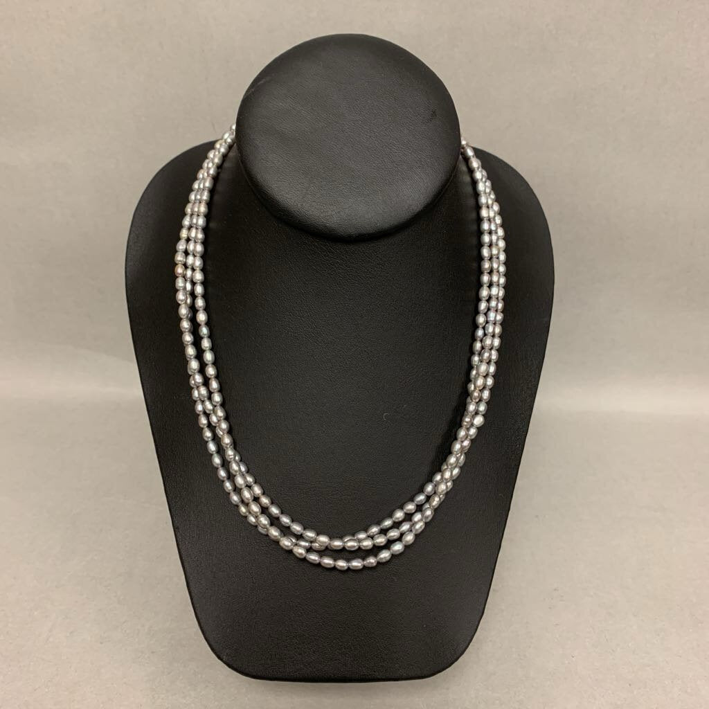 Jay King Light Gray Pearl Multi Strand Sterling Necklace 21