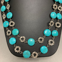 Load image into Gallery viewer, Turquoise Silvertone Long Beaded Chain Necklace (46&quot;)
