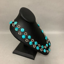 Load image into Gallery viewer, Turquoise Silvertone Long Beaded Chain Necklace (46&quot;)
